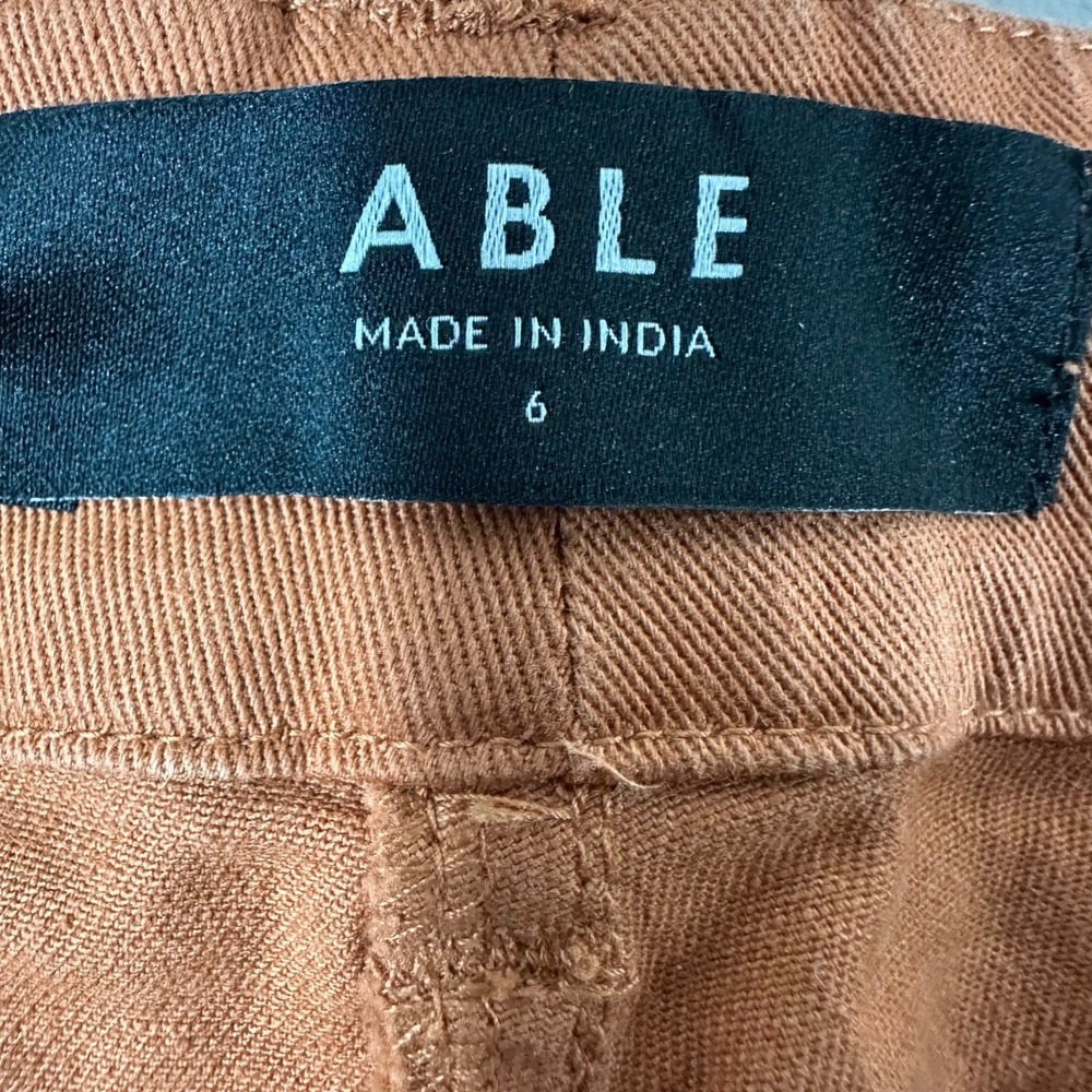 ABLE Womens High Rise Straight Leg Pants Rust Brown Cotton Twill‎ Size 6 - Picture 3 of 10